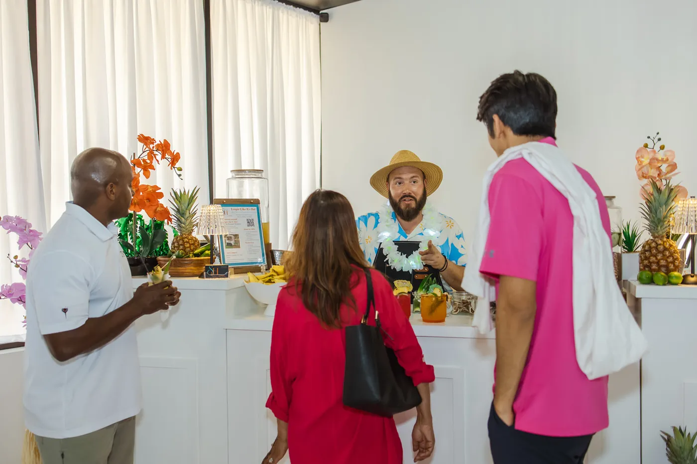 Bartender at tropical event